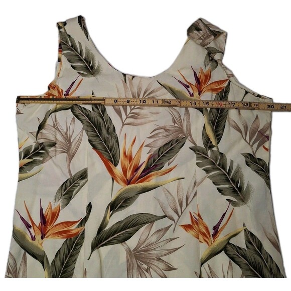 Vtg Paradise Found XL Rayon Cream Floral Hawaiian Sleeveless Dress Vacation - Picture 8 of 9